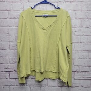 Wonderly Waffle Knit Thermal Top Oversized Women XL Slouchy Cozy Boho Loungewear